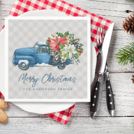 Grått Farmhouse Play Vintage Blue jul Lastbil Pappersservett