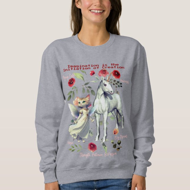 (Grått) Fashionable Trendig Unicorn Cats T Shirt (Framsida)