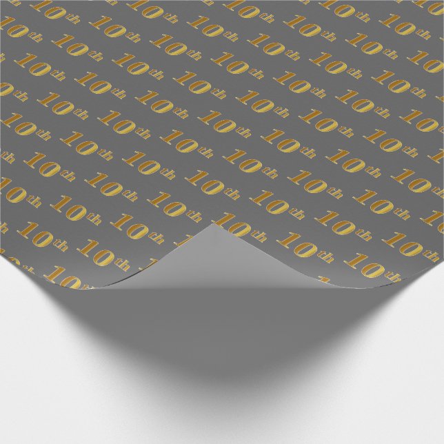 Grått, Faux Guld 10:e (tionde) händelsetappning Pa Presentpapper (Hörn)