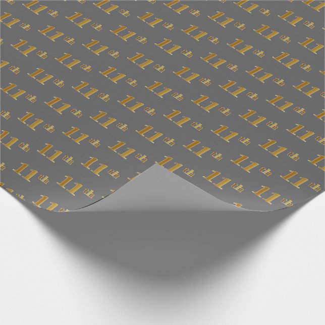 Grått, Faux Guld 11:e (elfte) händelsen Presentpapper (Hörn)