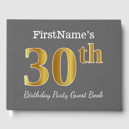 Grått, Faux Guld 30års födelsedag Party + eget nam Gästböcker