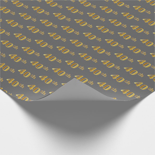 Grått, Faux Guld 40:e (40:e) händelsen Presentpapper (Hörn)