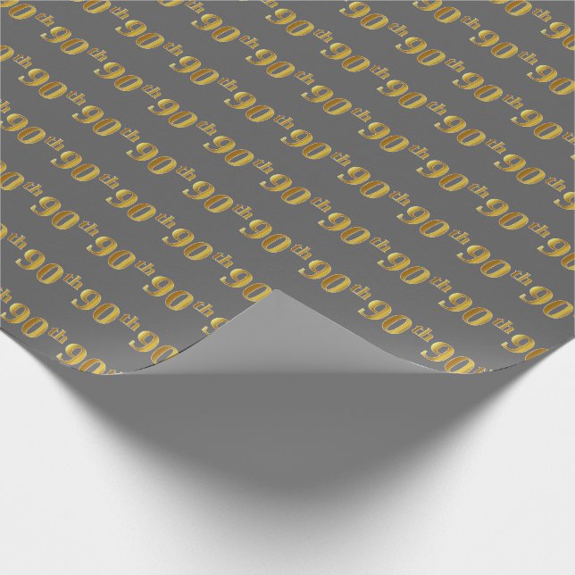 Grått, Faux Guld 90:e (Ninetieth)-händelse Presentpapper (Hörn)