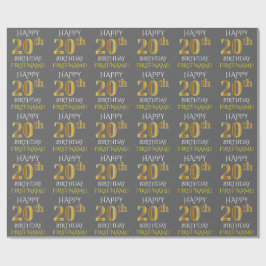 Grått, Faux Guld "LYCKLIG 20:e BIRTHDAY" Presentpapper