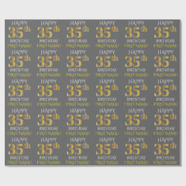 Grått, Faux Guld (LYCKLIG 35e BIRTHDAY) Presentpapper