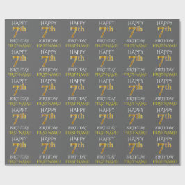 Grått, Faux Guld (LYCKLIG 7:e BIRTHDAY) Presentpapper