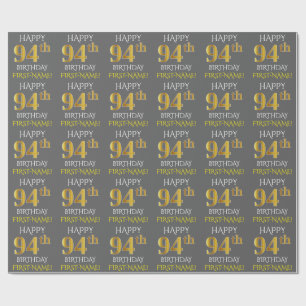 Grått, Faux Guld (LYCKLIG 94:e BIRTHDAY) Presentpapper