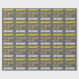 Grått, Faux/Imitation Guld, "22:a BIRTHDAY" Presentpapper