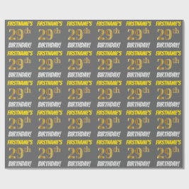 Grått, Faux/Imitation Guld, "29th BIRTHDAY" Presentpapper