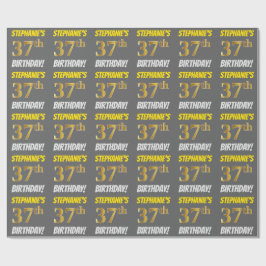 Grått, Faux/Imitation Guld, "37:e BIRTHDAY" Presentpapper