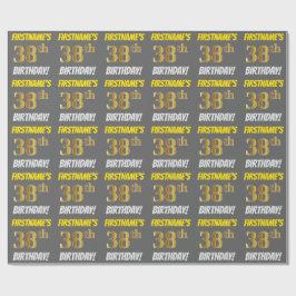 Grått, Faux/Imitation Guld, "38:e BIRTHDAY" Presentpapper