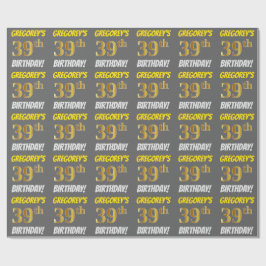 Grått, Faux/Imitation Guld, "39th BIRTHDAY" Presentpapper