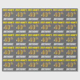 Grått, Faux/Imitation Guld, "40:e BIRTHDAY" Presentpapper