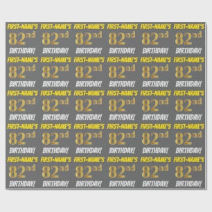 Grått, Faux/Imitation Guld, 82:a BIRTHDAY Presentpapper