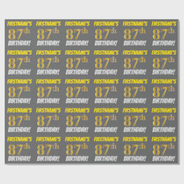 Grått, Faux/Imitation Guld, "87:e BIRTHDAY" Presentpapper