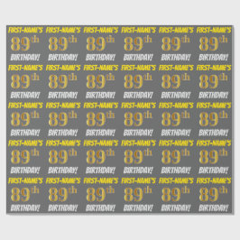 Grått, Faux/Imitation Guld, "89:e BIRTHDAY" Presentpapper