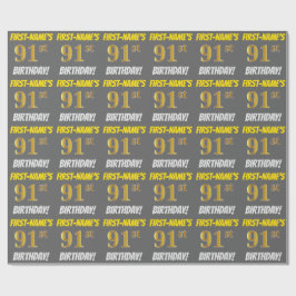 Grått, Faux/Imitation Guld, 91:a BIRTHDAY Presentpapper