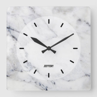 Grått faux marble struktur fyrkantig klocka