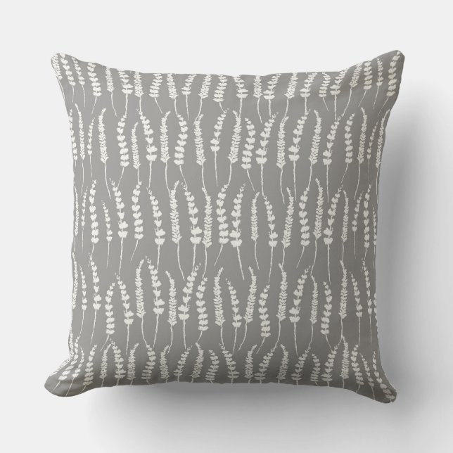Grått Fern Print for Farmhouse Decor Kudde (Framsida)