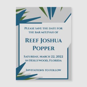 Grått Ferns Magnetic Save Date Card