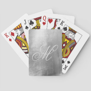 Grått Finare Monogram Shiny Faux Silver Foil Casinokort
