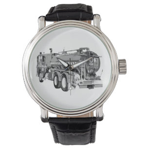 Grått Fire Lastbil Oil Painting Armbandsur