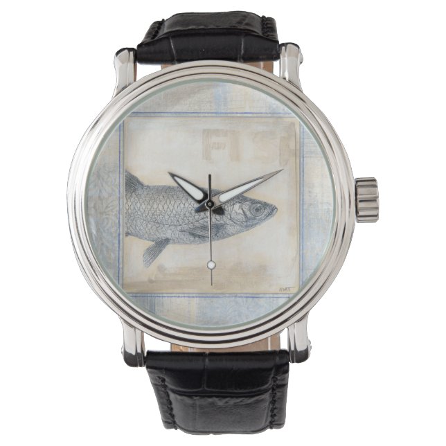 Grått Fish on Beige Background Armbandsur (Framsida)