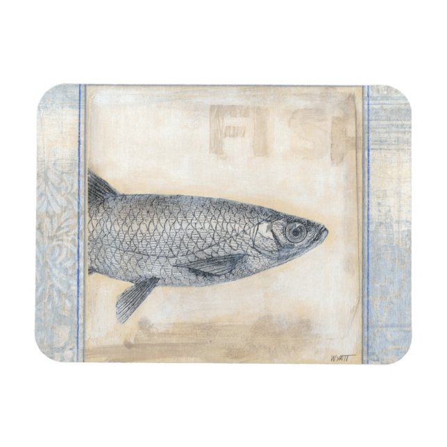 Grått Fish on Beige Background Magnet (Horisontell)