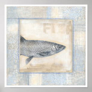 Grått Fish on Beige Background Poster