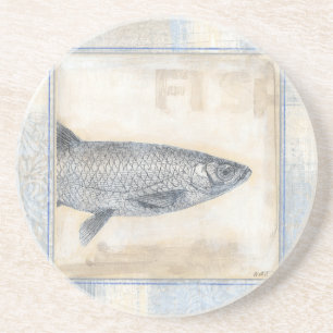 Grått Fish on Beige Background Underlägg Sandsten