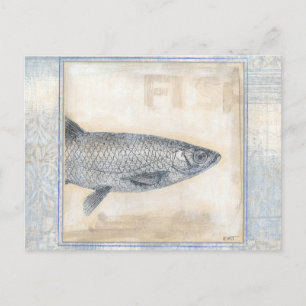 Grått Fish on Beige Background Vykort