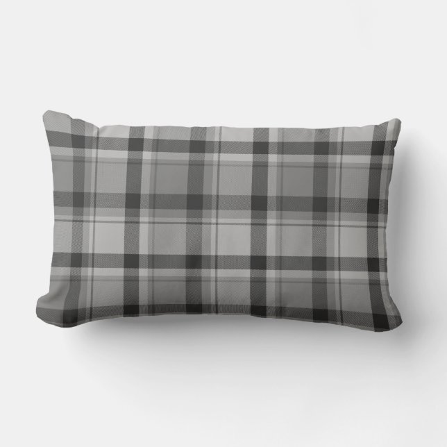 Grått Flanell Print, Lumbar Pillow 13 x 21 tum Lumbarkudde (Framsida)