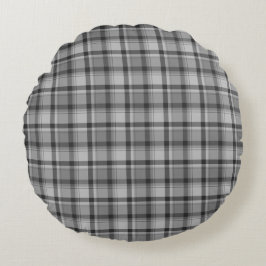 Grått Flanell Print, Round Dekorativ kudde (16 tum