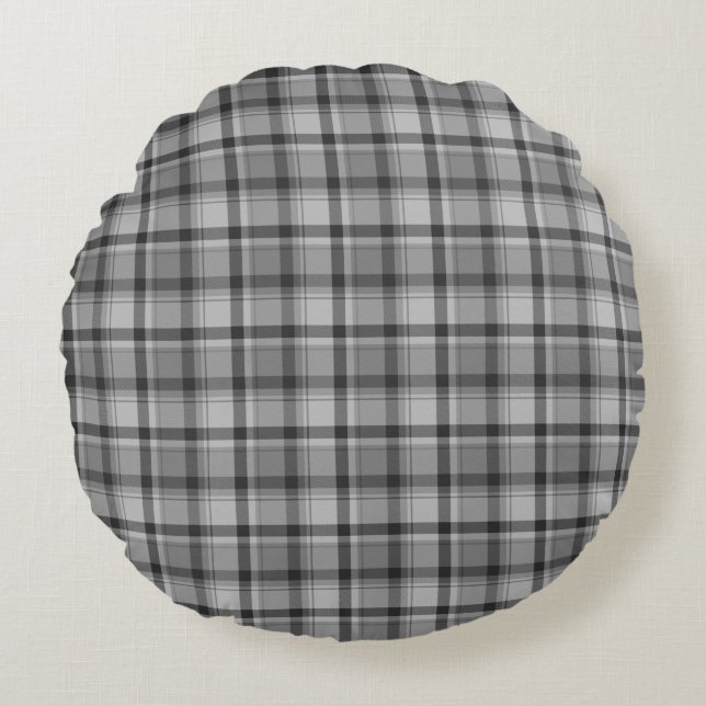 Grått Flanell Print, Round Dekorativ kudde (16 tum (Framsidan)