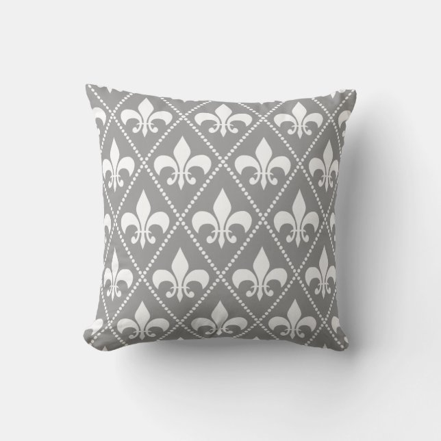 Grått Fleur de Lis Kudde (Framsida)