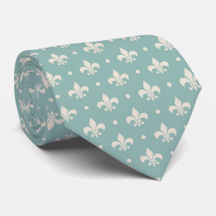 Grått Fleur De Lis mönster om turkobakgrunden Slips