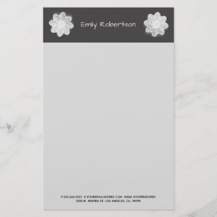 Grått Flower Brevpapper