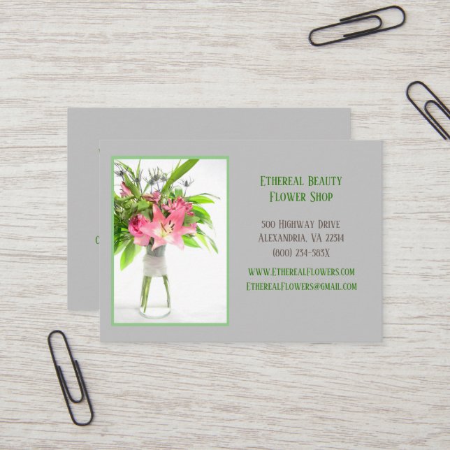 Grått Flower Delivery Visitkort (Fram/Back In Situ)