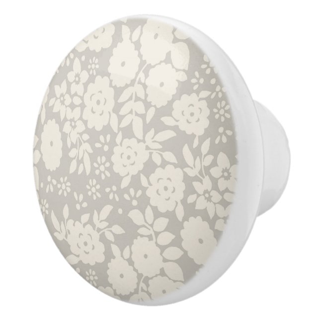Grått Flower Painting Mönster Knopp (Höger)