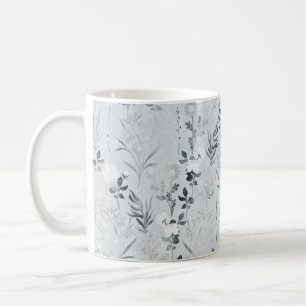 Grått Flowers Painting Botanical Kaffemugg