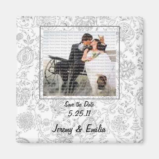 Grått Flowers Wedding Favor Magnets Magnet (Framsidan)