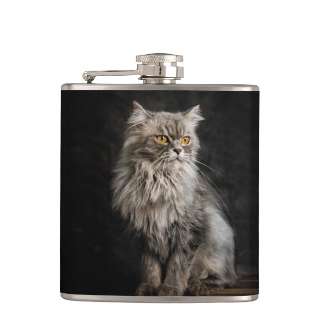 Grått Fluffy Cat Fickplunta (Framsidan)