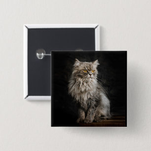 Grått Fluffy Cat Knapp