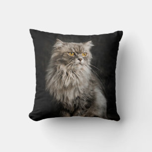 Grått Fluffy Cat Kudde