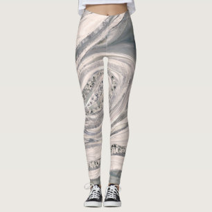Grått, flytande marmor och kristaller - pärlor o leggings