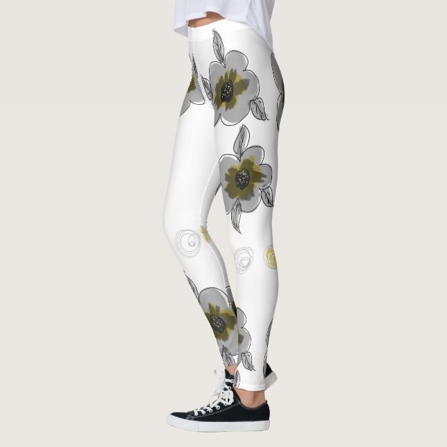 Grått Flyttad utskrift Leggings (Vänster)
