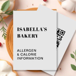 Grått Food Allergy Calorie Information QR-kodkort Visitkort