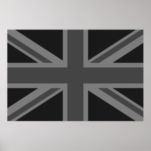 Grått för England flaggasvart Poster