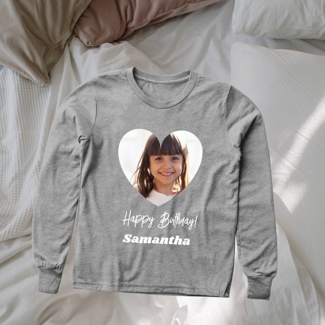 Grått för foto hjärta namn födelsedag t shirt (Skapare uppladdad)