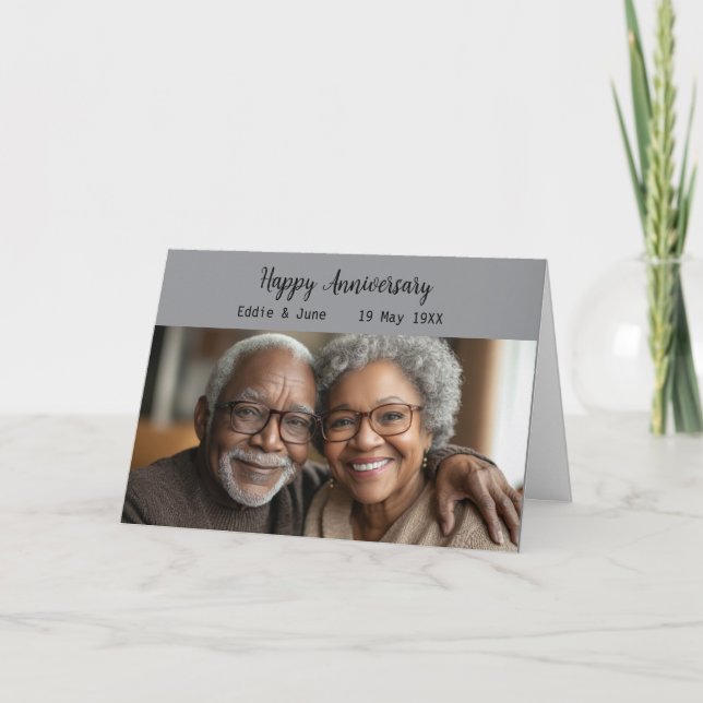 Grått för fotomappat årsjubileum inbjudan (Framsida)